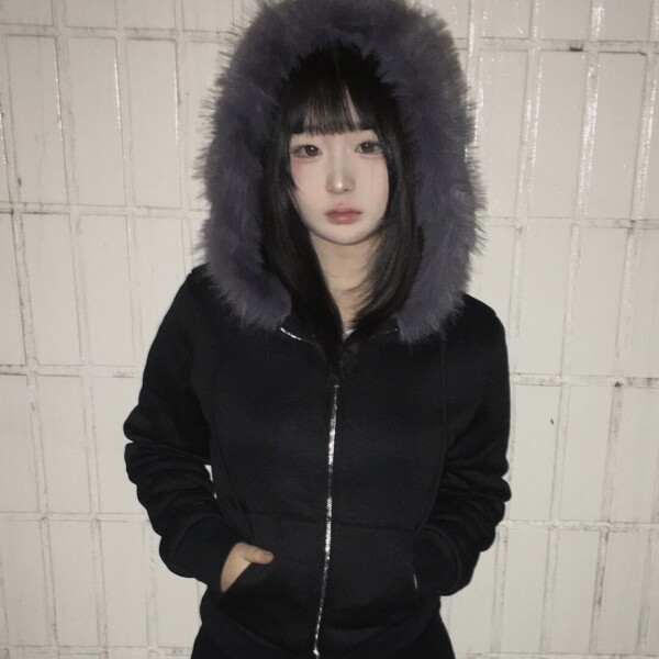 틴스튜디오,4livesgirls sweet Fur hood zip-up